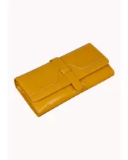 Riza Vintage Oil Wax Cowhide Tri-folds Wallet Yellow