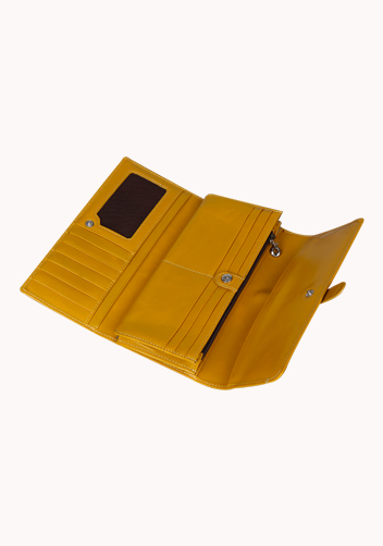 Riza Vintage Oil Wax Cowhide Tri-folds Wallet Yellow