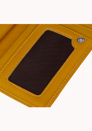 Riza Vintage Oil Wax Cowhide Tri-folds Wallet Yellow