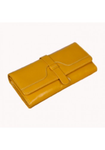 Riza Vintage Oil Wax Cowhide Tri-folds Wallet Yellow