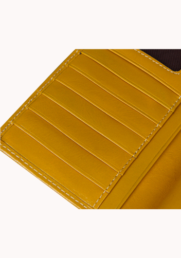 Riza Vintage Oil Wax Cowhide Tri-folds Wallet Yellow