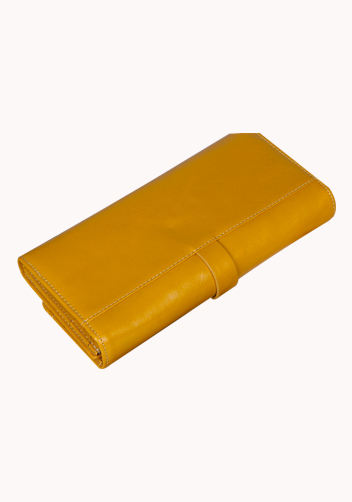 Riza Vintage Oil Wax Cowhide Tri-folds Wallet Yellow