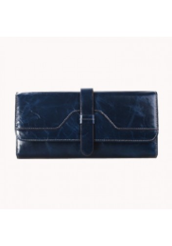 Riza Vintage Oil Wax Cowhide Tri-folds Dark Blue