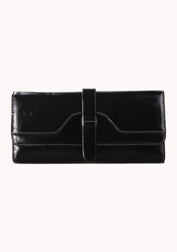 Riza Vintage Oil Wax Cowhide Tri-folds Black