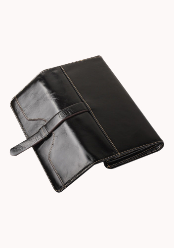 Riza Vintage Oil Wax Cowhide Tri-folds Black