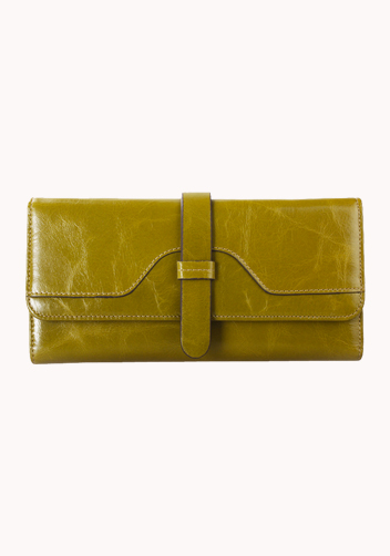 Riza Vintage Oil Wax Cowhide Tri-folds Khakhi