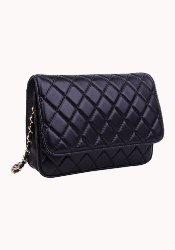 Petunia Quilted Leather Cross Body Black