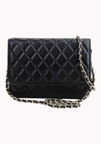 Petunia Quilted Leather Cross Body Black
