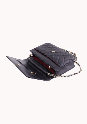 Petunia Quilted Leather Cross Body Black