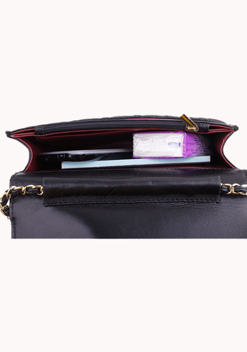 Petunia Quilted Leather Cross Body Black