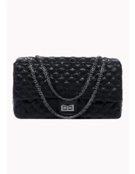 Adele Flap Bag Cowhide Leather Pearl-scale Effect Black