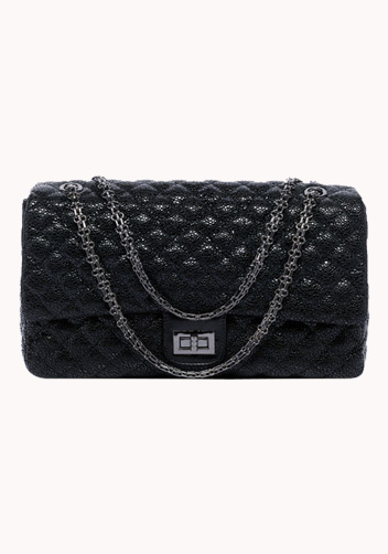 Adele Flap Bag Cowhide Leather Pearl-scale Effect Black