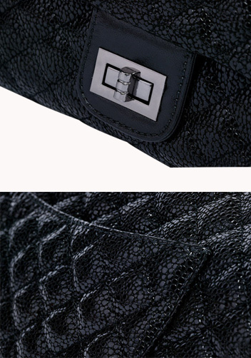 Adele Flap Bag Cowhide Leather Pearl-scale Effect Black