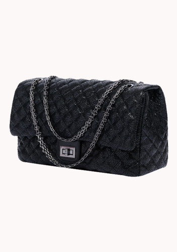 Adele Flap Bag Cowhide Leather Pearl-scale Effect Black