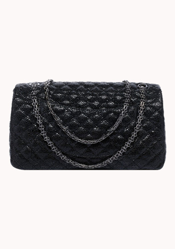 Adele Flap Bag Cowhide Leather Pearl-scale Effect Black
