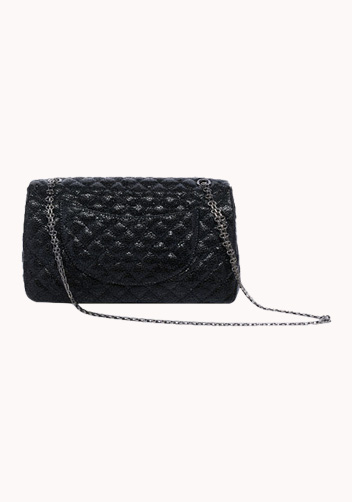 Adele Flap Bag Cowhide Leather Pearl-scale Effect Black