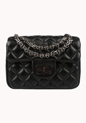 Adele Flap Mini Bag Lambskin Leather Black