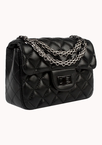 Adele Flap Mini Bag Lambskin Leather Black