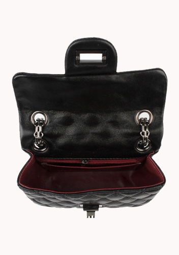 Adele Flap Mini Bag Lambskin Leather Black