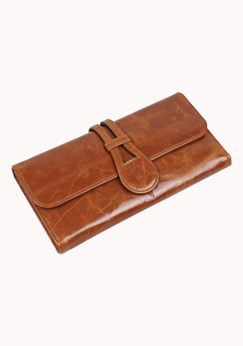 Miriam Vintage Oil Wax Cowhide Tri-folds Camel