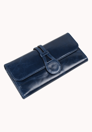 Miriam Vintage Oil Wax Cowhide Tri-folds Dark Blue