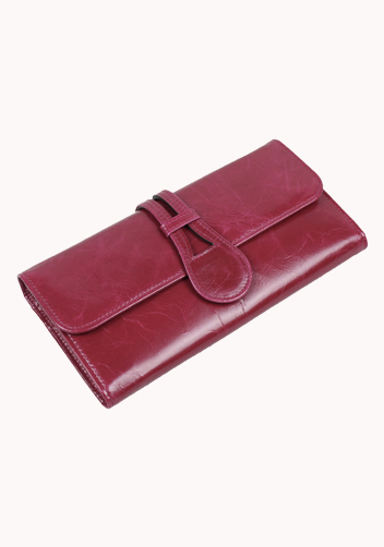 Miriam Vintage Oil Wax Cowhide Tri-folds Hot Pink