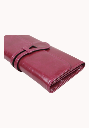 Miriam Vintage Oil Wax Cowhide Tri-folds Hot Pink
