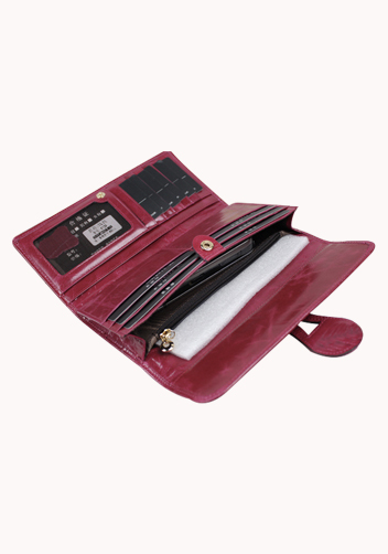 Miriam Vintage Oil Wax Cowhide Tri-folds Hot Pink