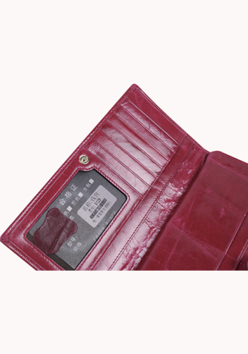 Miriam Vintage Oil Wax Cowhide Tri-folds Hot Pink