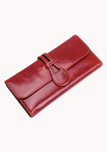Miriam Vintage Oil Wax Cowhide Tri-folds Red