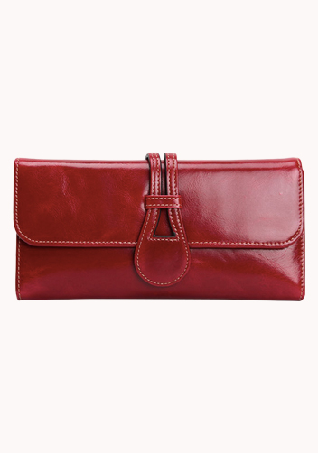 Miriam Vintage Oil Wax Cowhide Tri-folds Red