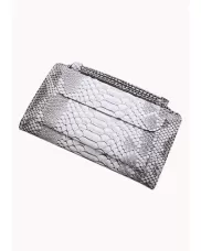 Elizabeth Python Leather Clutch Wallet Grey