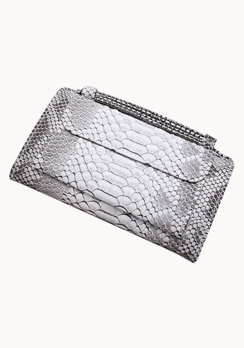 Elizabeth Python Leather Clutch Wallet Grey