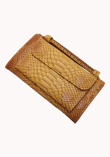 Elizabeth Python Leather Clutch Wallet Camel