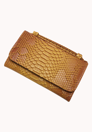 Elizabeth Python Leather Clutch Wallet Camel