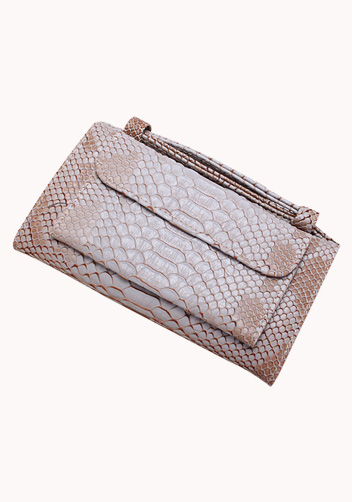 Elizabeth Python Leather Clutch Wallet Apricot