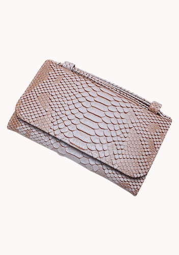 Elizabeth Python Leather Clutch Wallet Apricot