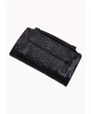 Elizabeth Python Leather Clutch Wallet Black