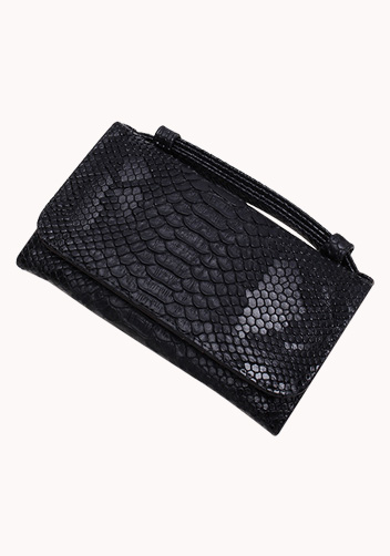 Elizabeth Python Leather Clutch Wallet Black