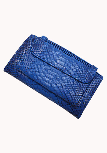 Elizabeth Python Leather Clutch Wallet Blue