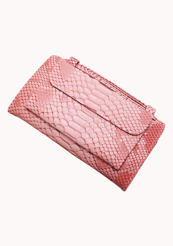 Elizabeth Python Leather Clutch Wallet Cherry Pink
