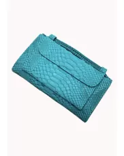 Elizabeth Python Leather Clutch Wallet Emerald Green
