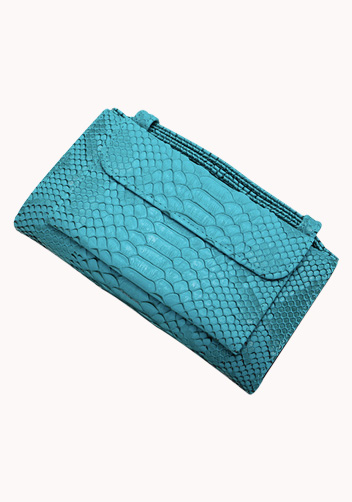 Elizabeth Python Leather Clutch Wallet Emerald Green