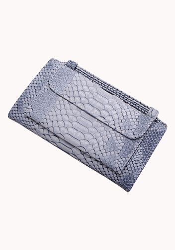 Elizabeth Python Leather Clutch Wallet Light Blue