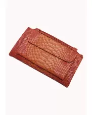 Elizabeth Python Leather Clutch Wallet Orange