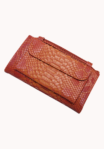 Elizabeth Python Leather Clutch Wallet Orange