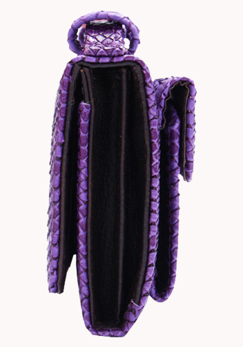 Elizabeth Python Leather Clutch Wallet Purple