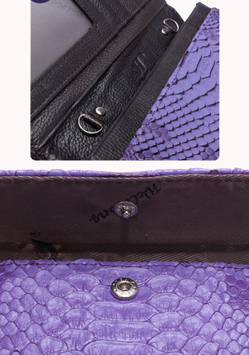 Elizabeth Python Leather Clutch Wallet Purple