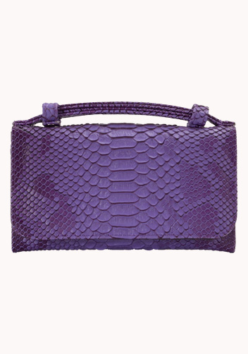 Elizabeth Python Leather Clutch Wallet Purple