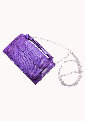 Elizabeth Python Leather Clutch Wallet Purple